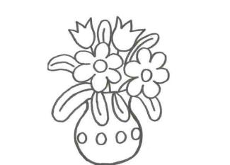 Dibujo de un florero con flores para pintar con niños