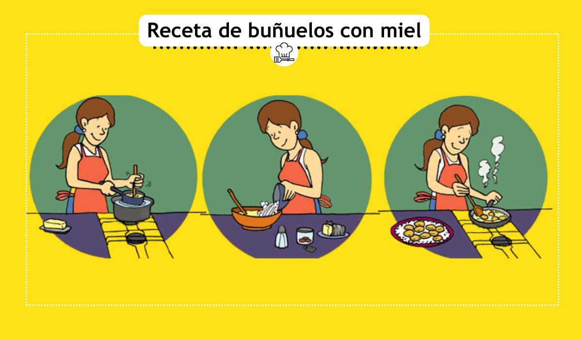 buñuelos con miel para niños, recetas ilustradas