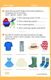 Clothes, ejercicio sobre la ropa en inglés