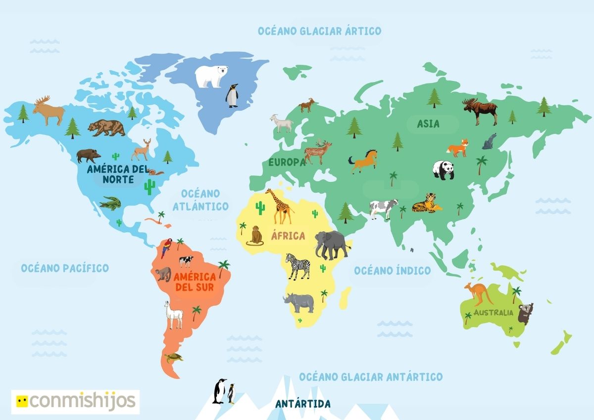Mapa de continentes y oceanos para imprimir  Continentes mapa, Imagenes  del mapa mundi, Continentes y océanos